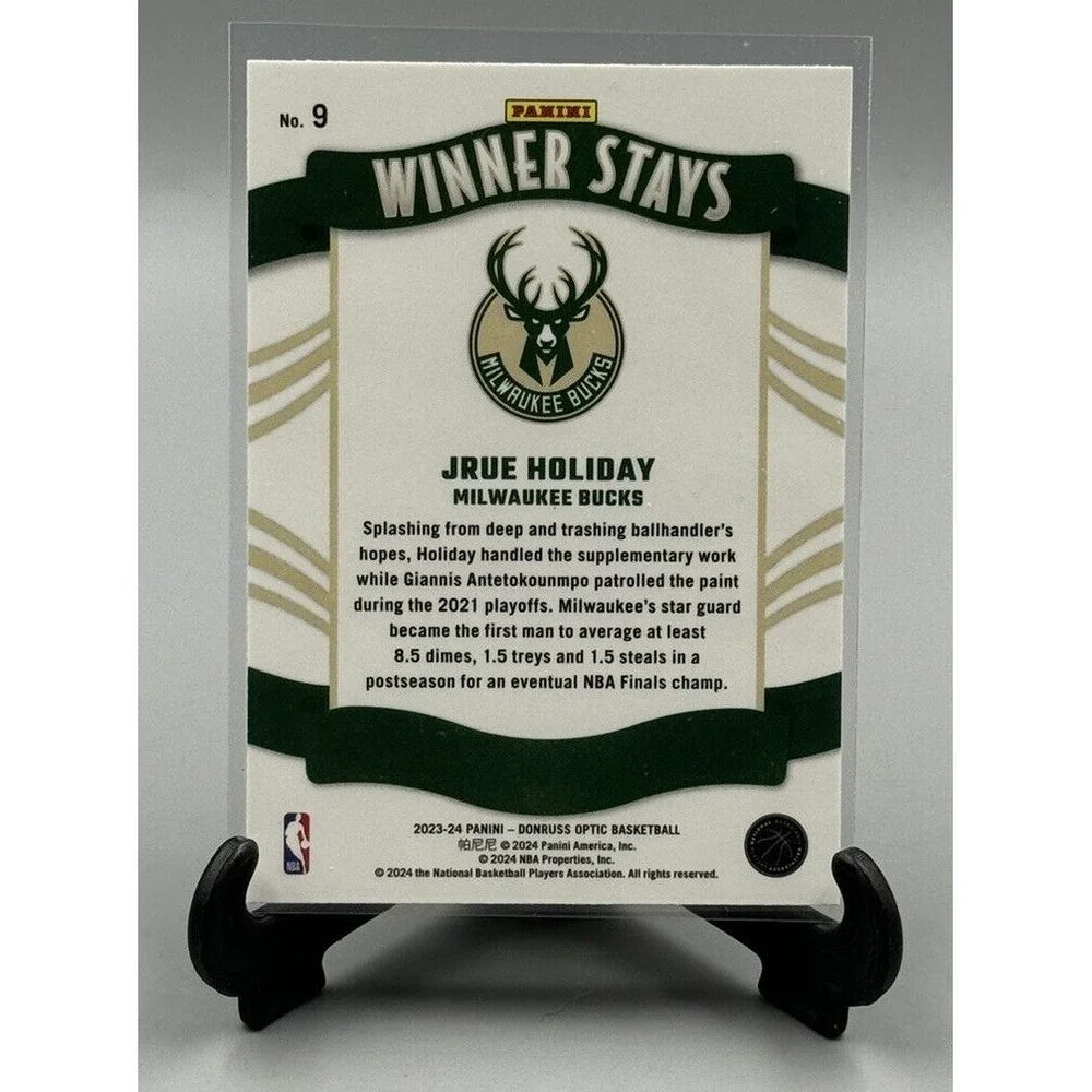 2023-24 Panini‎ Optic #9 Jrue Holiday Winner Stays Bucks